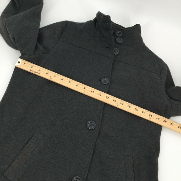 Climate Concepts Button Front High Neck Coat Size Small Womens Dark Gray Jacket - Picture 5 of 5